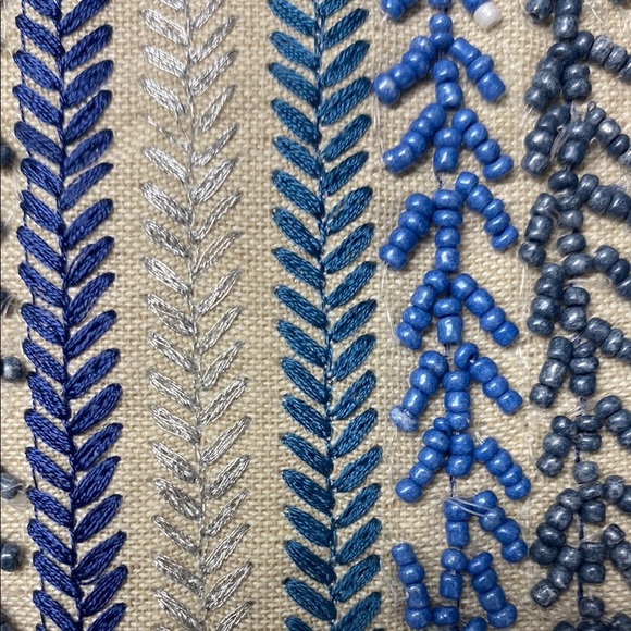 Blue and Cream Striped Accent Pillow - Picture 10 of 11